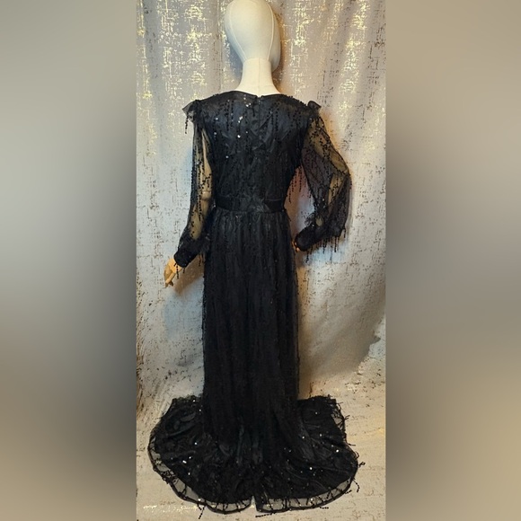 Elegant Black Sheer Evening Gown - Picture 5 of 12